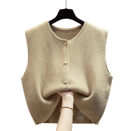 圆领短针织开衫马甲背心女2025秋冬新款宽松外穿马夹叠穿毛衣坎肩 - 图3