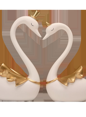 欧式情侣天鹅摆件客厅电视柜