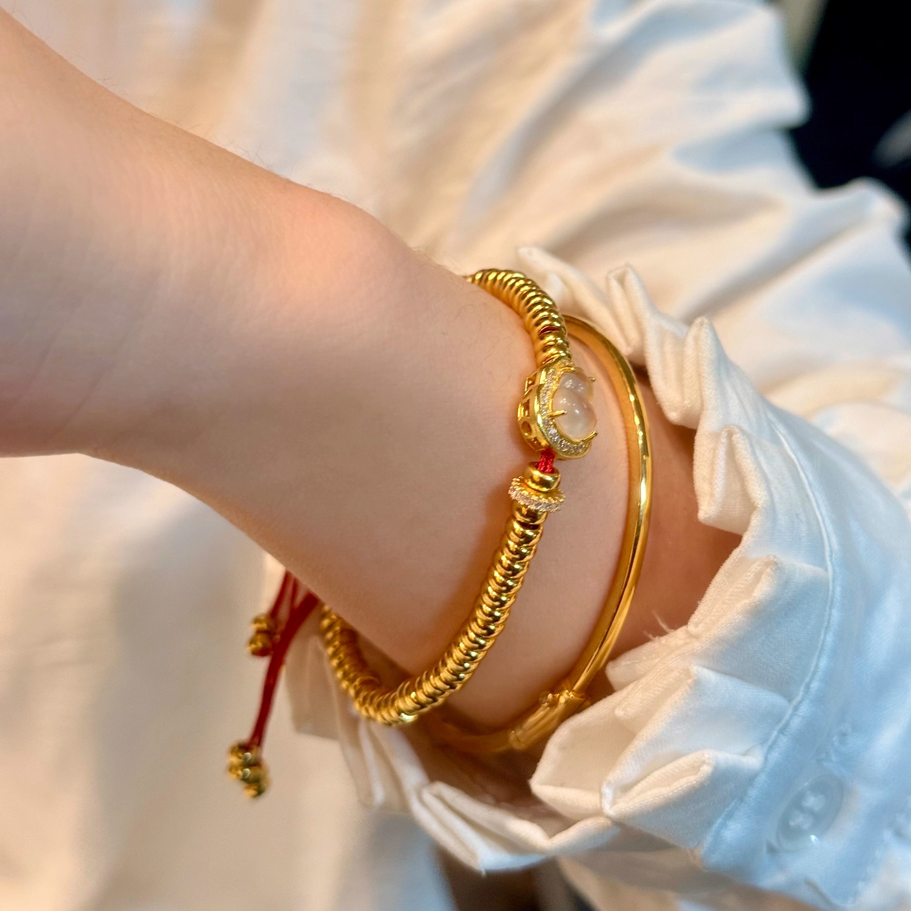 蕾迪【吉.红绳水沫玉盘缠】s925银镀真金配饰盘缠手串女小众轻奢,淘宝优惠券,粉丝福利购,淘宝优惠卷