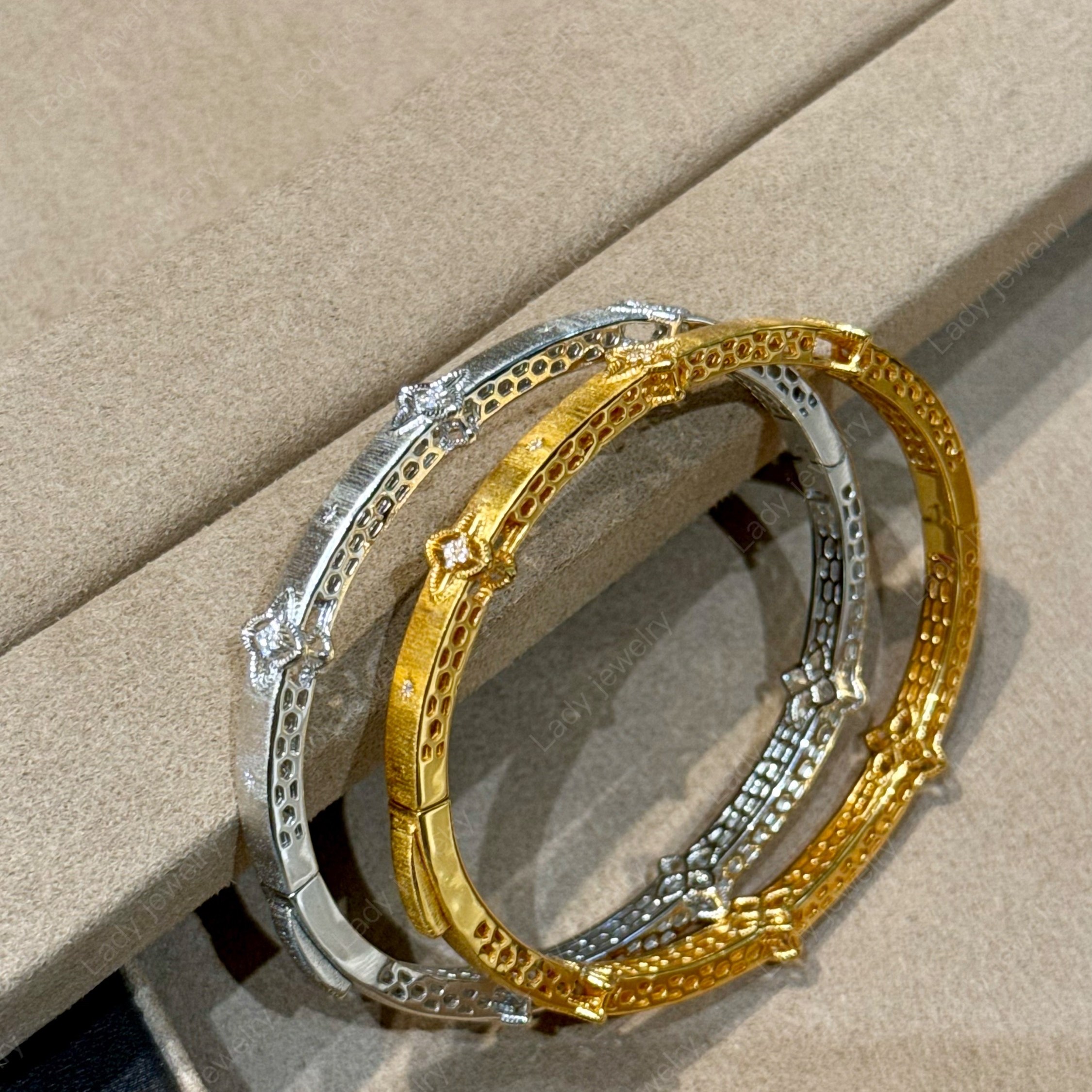 蕾迪「流星」鎏金点钻｜高定意大利手工拉丝s925银镀金手镯12/13g,淘宝优惠券,粉丝福利购,淘宝优惠卷