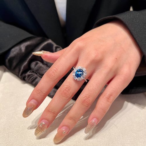 蕾迪高定s925银雏菊款椭圆鸽子蛋戒指重工款经典款 - 图1