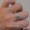 Leidy Haute Couture One Carat Moissanite S925 Silver Plated with Real Gold Love Wing Ring