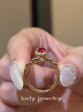 蕾迪雅典娜1克拉意大利真空电镀香槟金色小众轻奢设计感百搭戒指