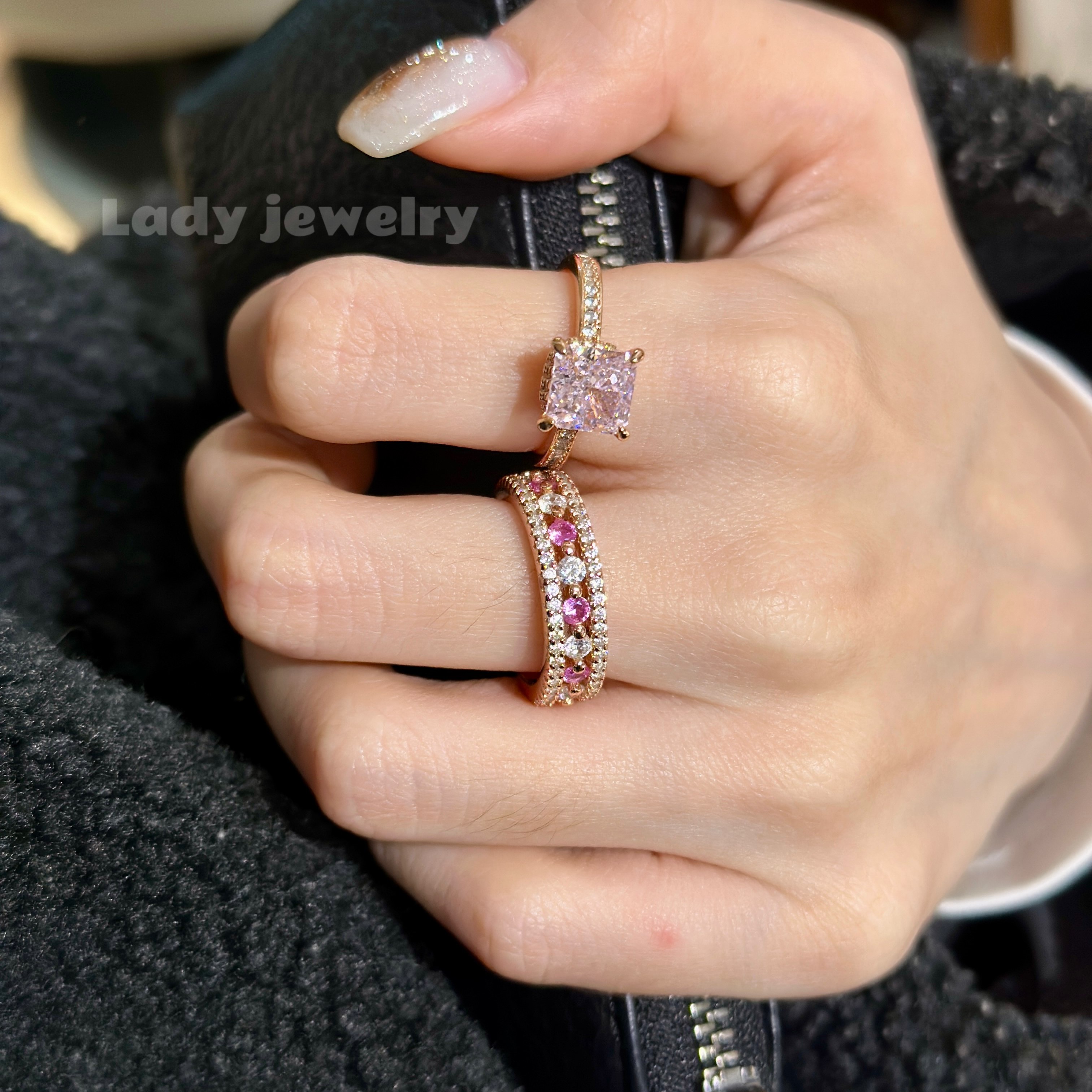 蕾迪培育粉宝石925银镀18k金超重工排戒指（真的好名媛）,淘宝优惠券,粉丝福利购,淘宝优惠卷