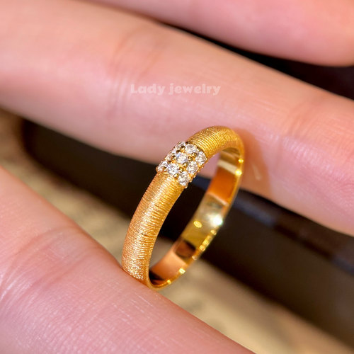 蕾迪「三钻拉丝排戒」｜s925银镀真金意大利金色拉丝戒指小众轻奢 - 图1