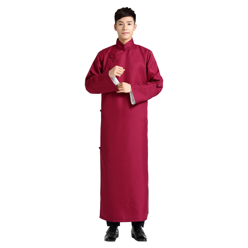 中式伴郎服马褂结婚团相声长衫大褂 雀鸽民族服装