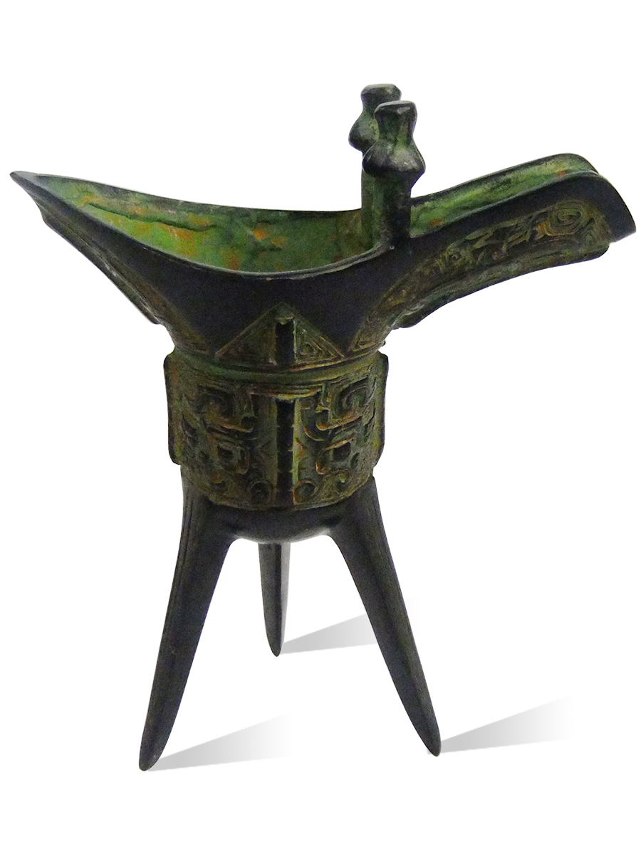 仿古青铜爵杯传统家居 中国传统工艺品摆件 送老外特色礼品 - 图2