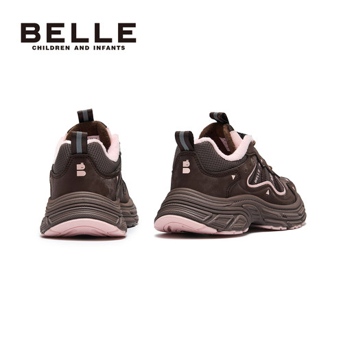 百丽童鞋儿童运动鞋冬季棉鞋加绒保暖防滑女童户外登山休闲老爹鞋 - 图3