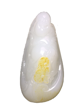 和田玉弥勒佛把玩白润细腻