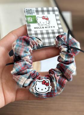 凯蒂猫KT猫发圈红黑格子韩系可爱