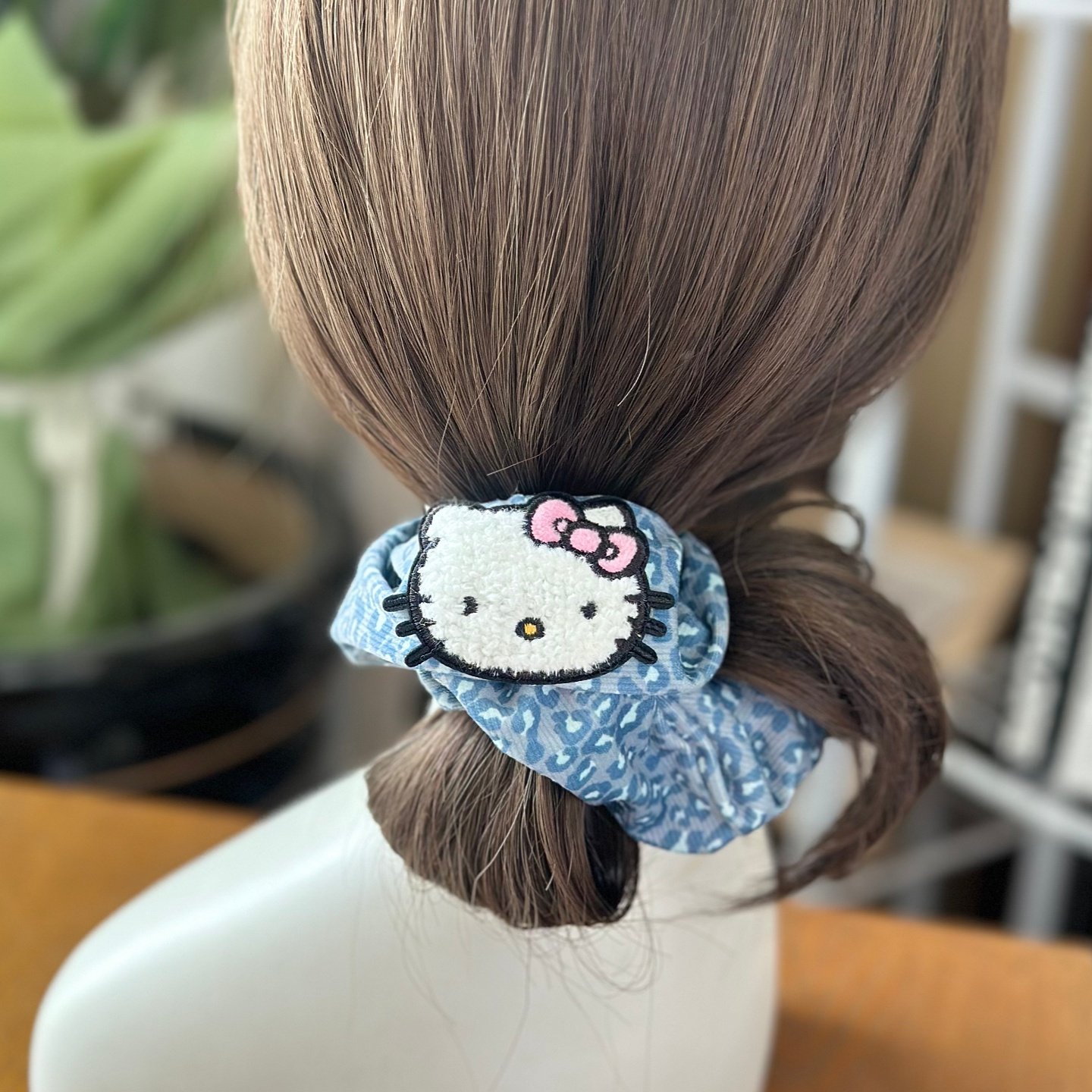 正版豹纹凯蒂猫大肠发圈粉蓝色发束少女俏皮可爱丸子头发绳头饰品,淘宝优惠券,粉丝福利购,淘宝优惠卷