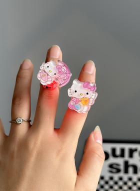 女亚克力可爱会发光戒指首饰品