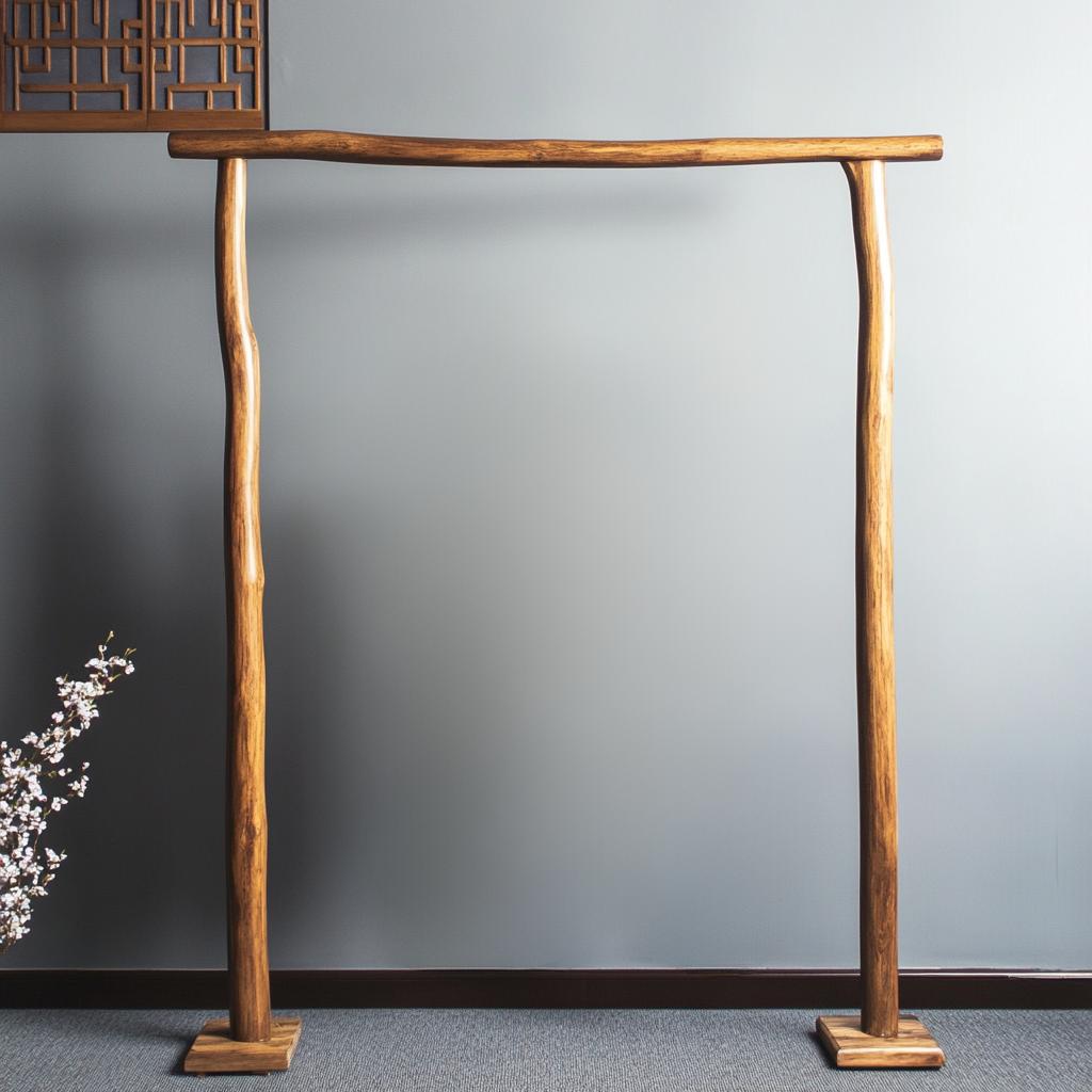 新中式实木衣帽架落地卧室禅意中式复古风挂衣架服装店民宿展示架 - 图3