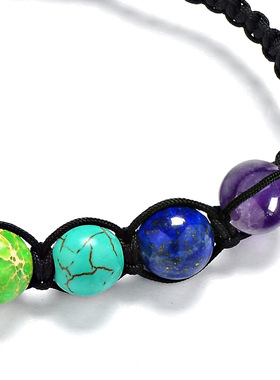 男女七彩石手链欧美跨境瑜伽手串