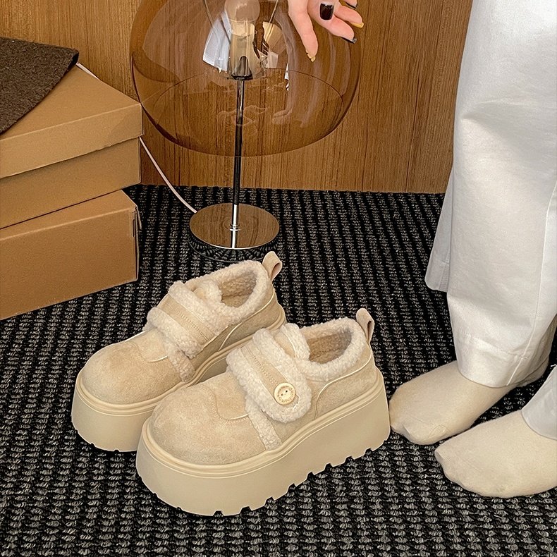 清仓真皮厚底增高雪地靴女2025新款冬季加绒加厚勃肯棉鞋毛毛鞋子