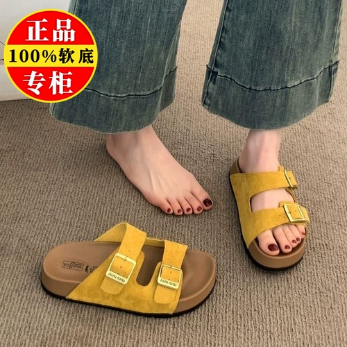 Слайдеры, летние тапочки, нескользящая пляжная обувь на платформе, из натуральной кожи, мягкая подошва