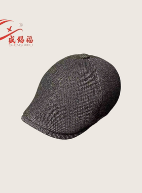 盛锡福复古格纹男女百搭可调节秋冬潮流鸭舌帽