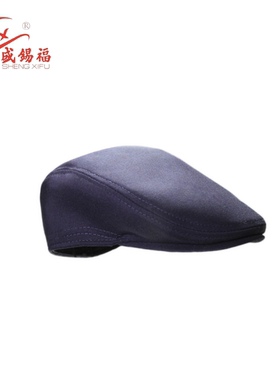 盛锡福 春夏上新新品黑灰蓝三色毛料前进帽鸭舌帽 男士复古雅痞