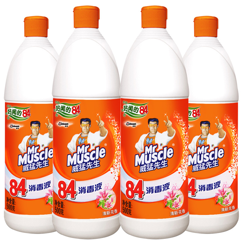 威猛先生84消毒液500g*4瓶八四除菌液漂白剂白色衣物洁厕消毒水 - 图3