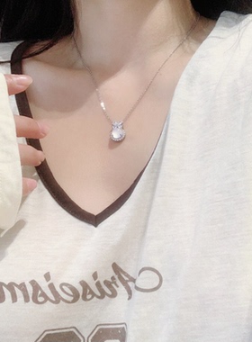 高级感冰透白玉髓吊坠项链女时尚