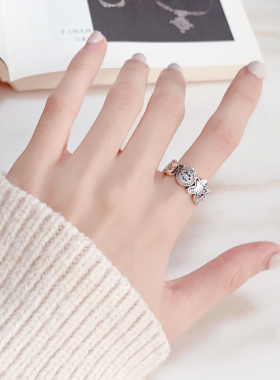 卡通姜饼人戒指女小众设计ins风