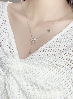 蝴蝶结流苏项链女高级设计感小众