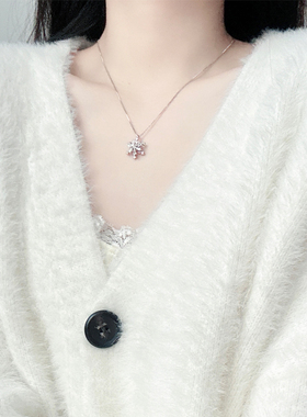 可转动雪花法式项链女轻奢高级感