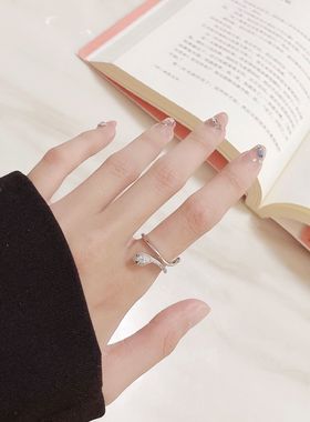 银色灵蛇戒指开口可调节食指戒