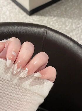 手工穿戴甲云母白美人鱼氛围感温柔显白夏天仙气百搭气质美甲贴片