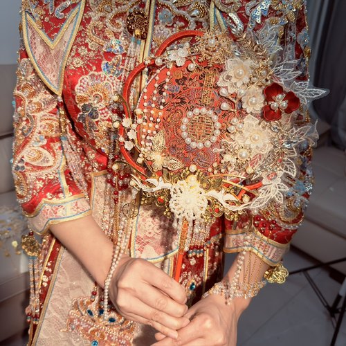 团扇新娘结婚diy材料包中式秀禾扇子喜扇婚礼手工出嫁高级感龙凤 - 图2