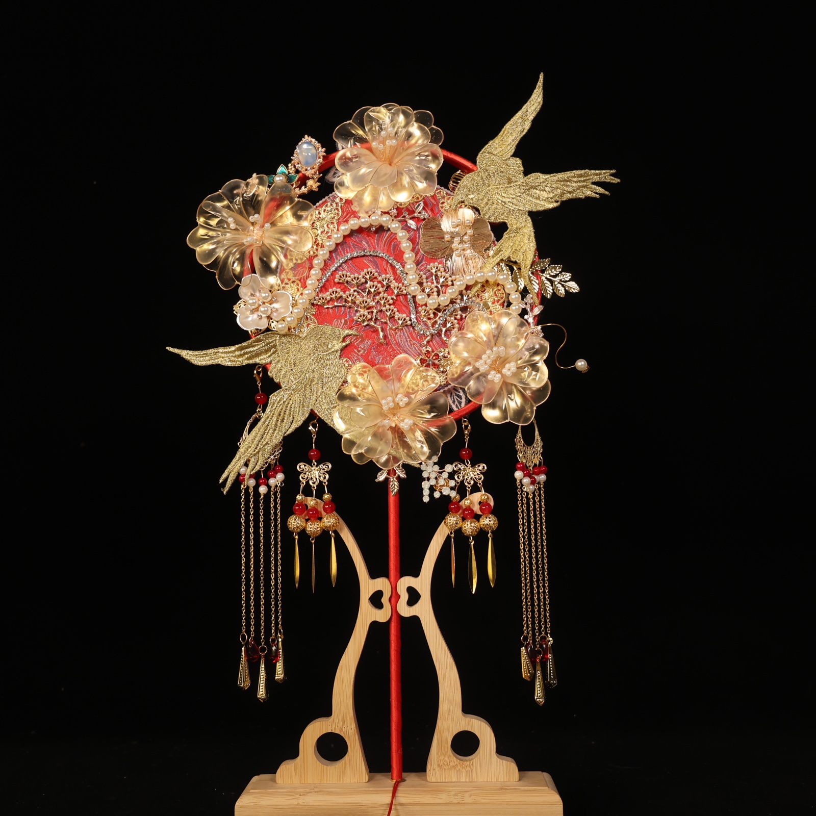 团扇新娘结婚材料diy高级婚秀禾扇子手工成品双面刺绣嫁喜扇婚礼 - 图2