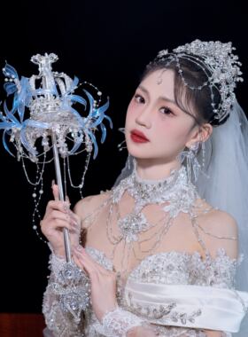 权杖新娘手捧花婚礼高级diy公主水晶结婚重工新婚婚纱成品材料