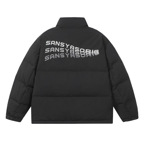 木村三社SANSYAS 羽绒服男女情侣款80白鸭绒立领休闲外套刺绣 - 图3