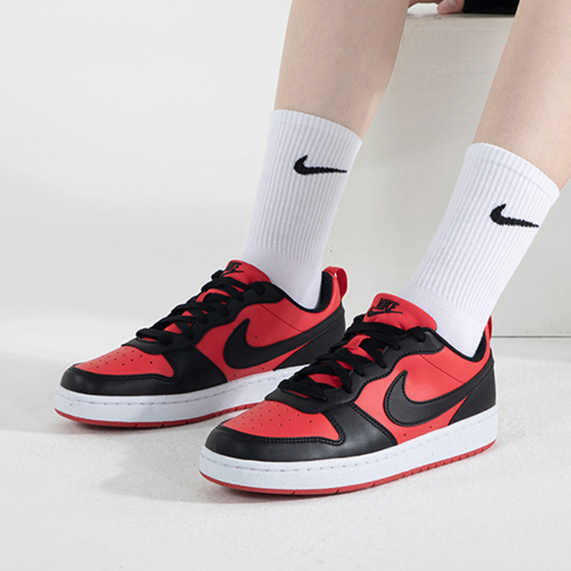 NIKE/耐克女鞋新款COURT BOROUGH运动休闲黑红板鞋BQ5448-115-112 - 图1