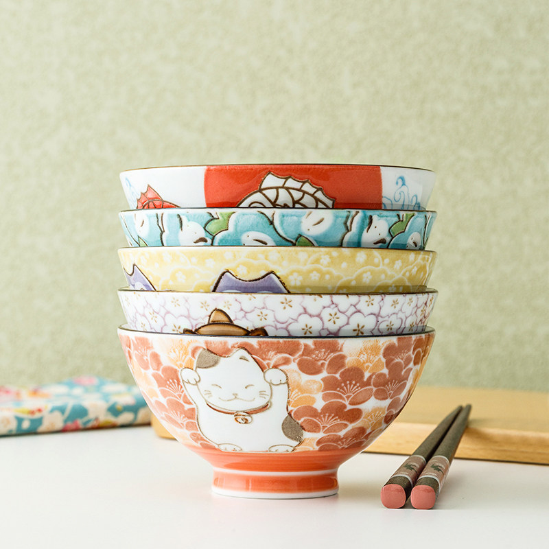 千代源卡通餐具日式家用碗日本陶瓷饭碗单个儿童可爱米饭小碗瓷碗,淘宝优惠券,粉丝福利购,淘宝优惠卷