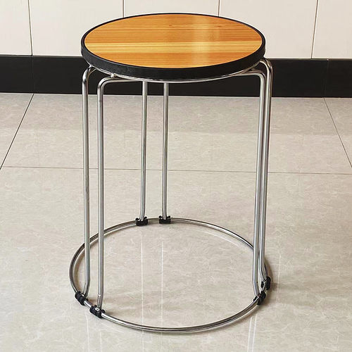 圆凳家用饭店圆凳子可叠放板凳加高凳简约现代加厚铁凳子商用餐饮 - 图3