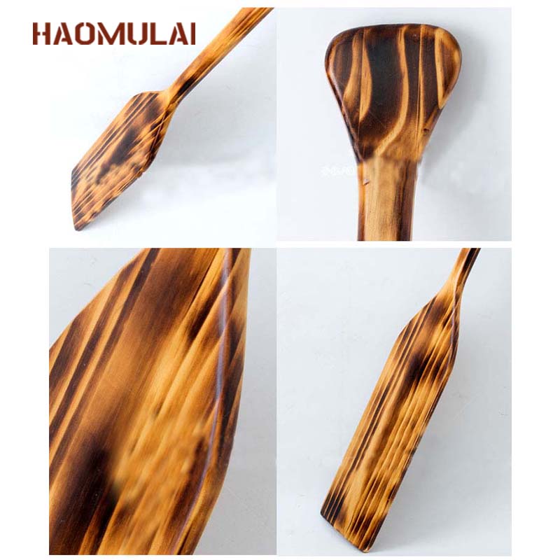 Haomulai木制划船桨炭烧复古做旧摄影道具龙船桨wood paddle划桨 - 图2