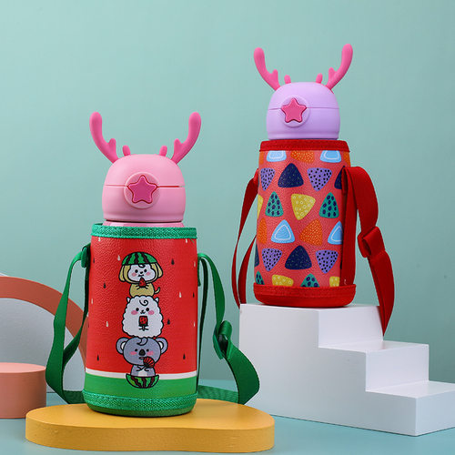 杯具套加厚儿童保温水杯水壶杯套可爱带背便携防摔通用保护套配件 - 图2
