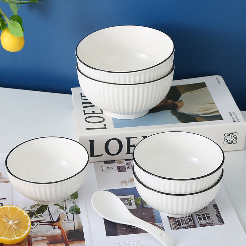 日式釉下彩陶瓷碗勺家用碗盘餐具厨房碗套装2023新款简约现代碗筷