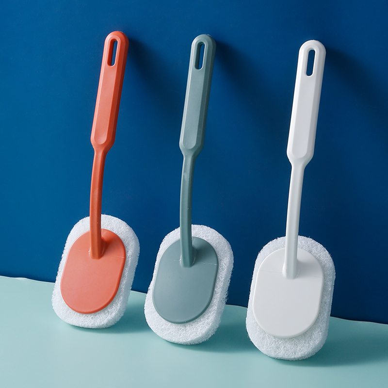 长柄海绵擦刷子卫生间加厚百洁布浴缸刷浴室地板瓷砖去污垢清洁刷 - 图0