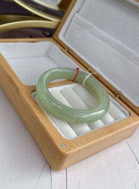 新疆青玉山料高冰晴水绿手镯青山绿水冰种镯身盈盈女款54-64mm