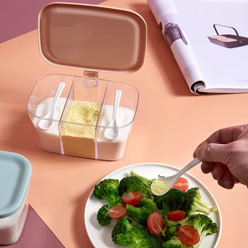 Коробка для приправ, бытовая кухонная банка для приправ, комбинированный набор, цельный многосеточный флакон для соли, глутамата натрия и перца, бутылка для приправы для хранения