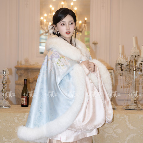 无贰集【金枝软玉】原创明制披肩圆领袄马面裙斗篷秋冬汉服套装 - 图0