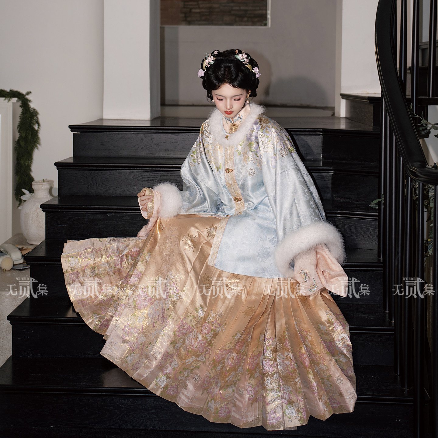 无贰集【玉华锦】蓝色昭君袄仿妆花马面裙千金风原创明制秋冬汉服,淘宝优惠券,粉丝福利购,淘宝优惠卷