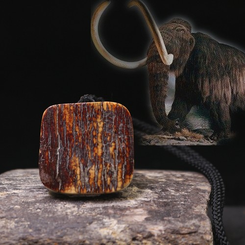 天然俄罗斯冰料猛犸象牙化石吊牌原石头吊坠牌子雕件素牌配饰标本 - 图0