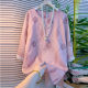 ເສື້ອຢືດ chiffon slimming ຄໍ sleek ຂະຫນາດໃຫຍ່ embroidered