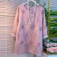 ເສື້ອຢືດ chiffon slimming ຄໍ sleek ຂະຫນາດໃຫຍ່ embroidered