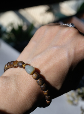 住朴奇楠沉香18K金且末料手串