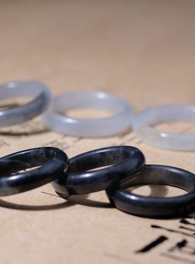 住朴和田玉戒指指环青花籽料