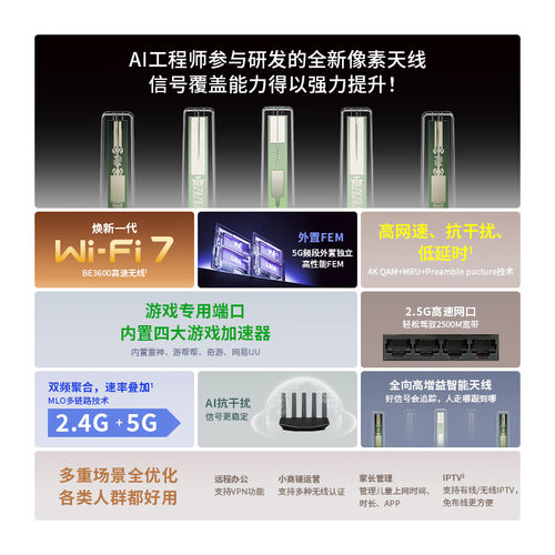 普联TP-LINK路由器家用高速穿墙2.5G超千兆BE3600双频5G无线全屋WiFi7覆盖子母路由易展Mesh增强器TL-7DR3630 - 图0